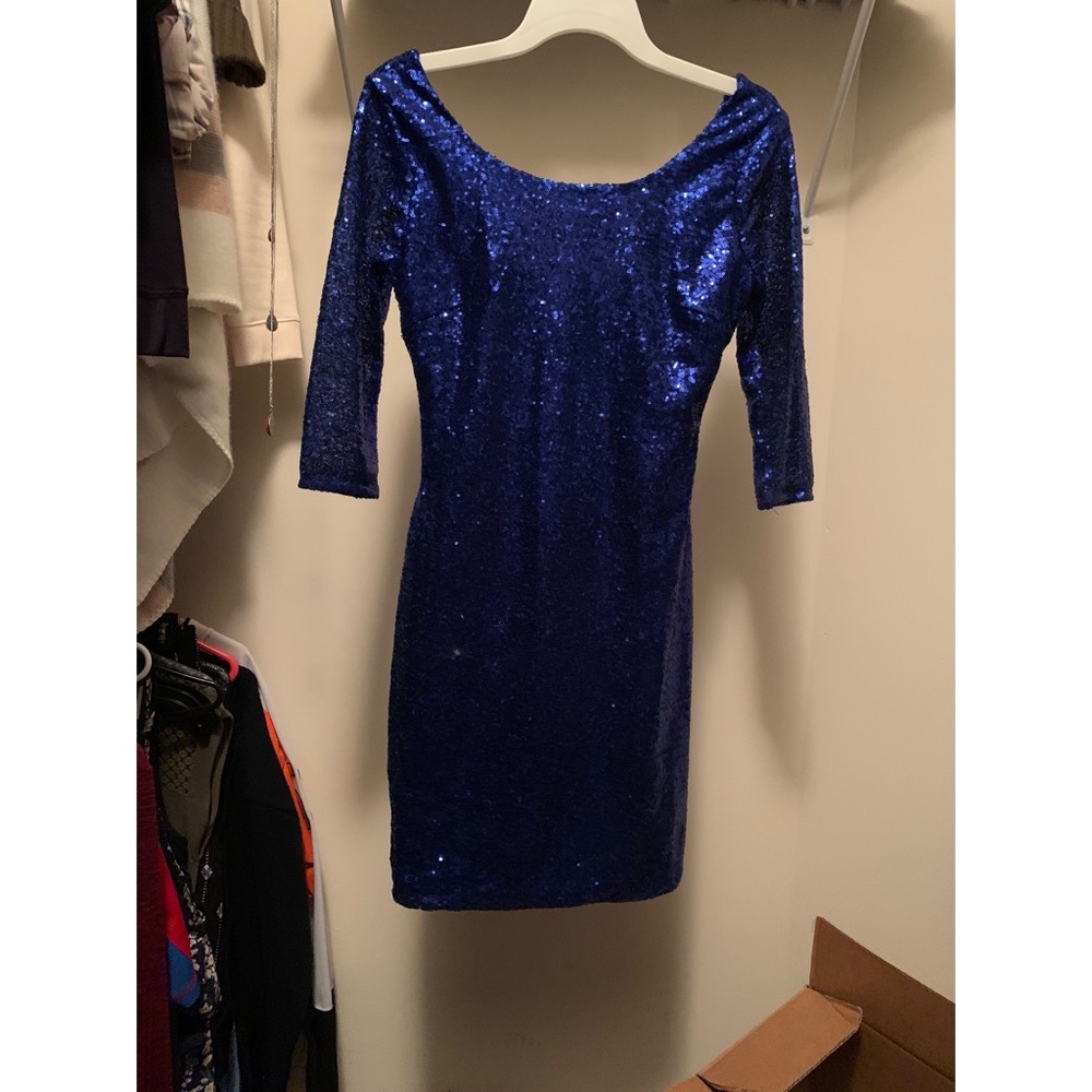 Blue Sequin Cocktail Dress